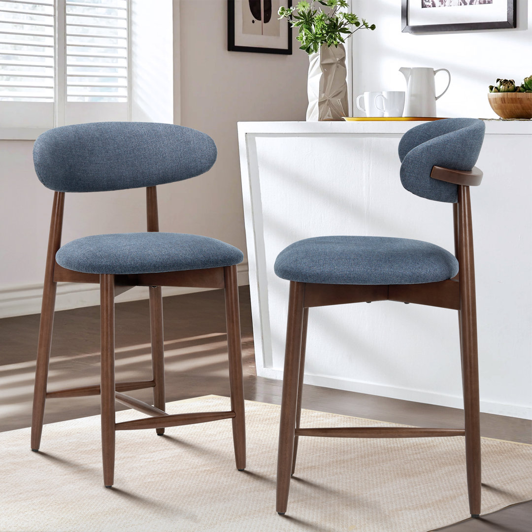 Vannie Upholstered Counter Stool with Solid Wood Frame